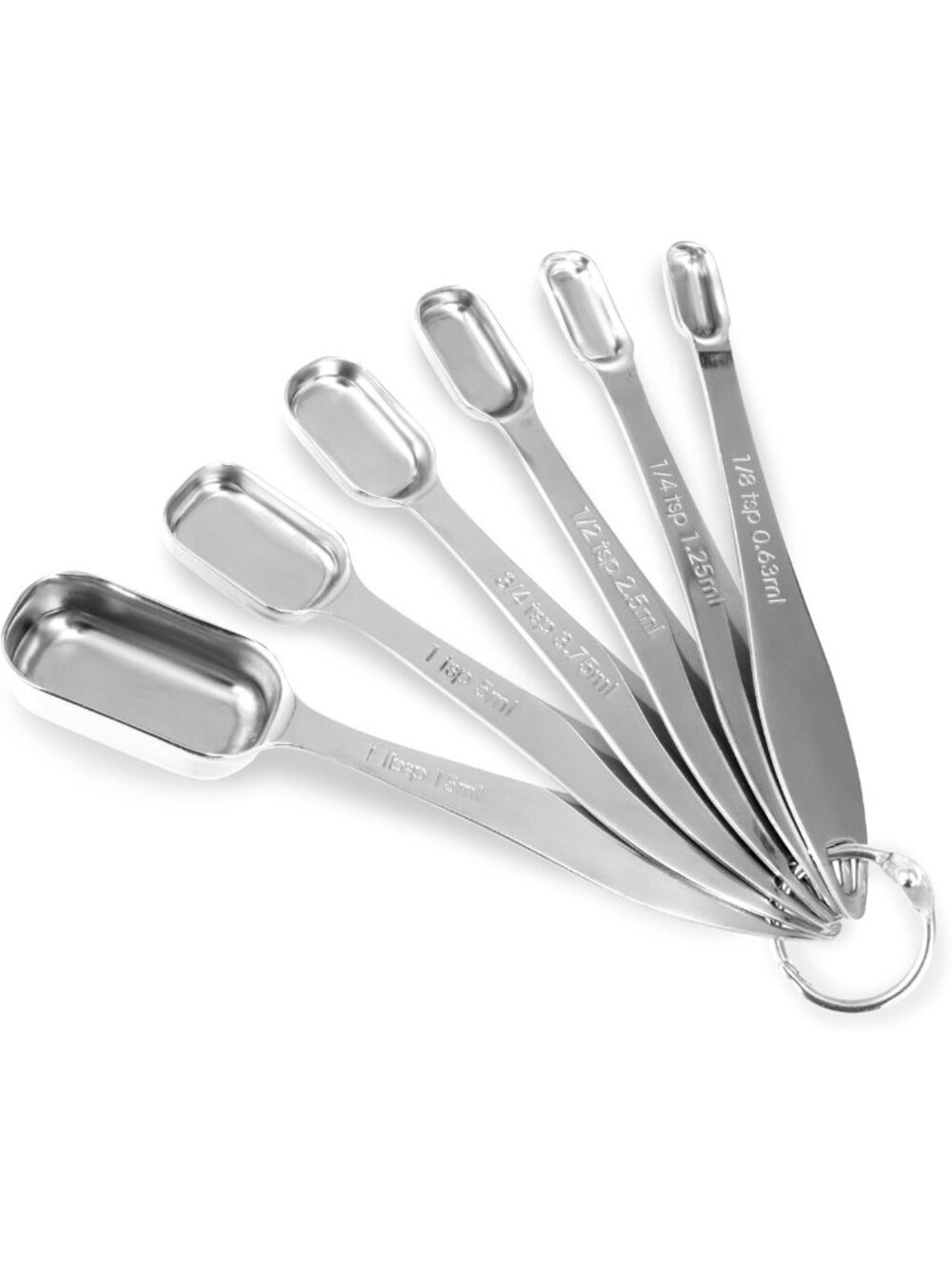 6-Piece Stainless Steel Measuring Spoons Set - Durable, Rust-Resistant Kitchen
